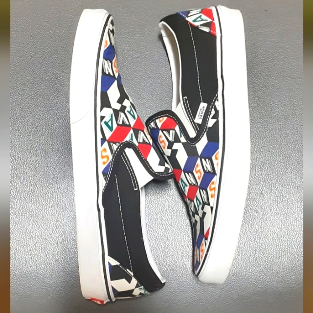 Vans Men's Slip on Multi Color Checkered Shoes (Size 11.5) - Picture 14 of 15